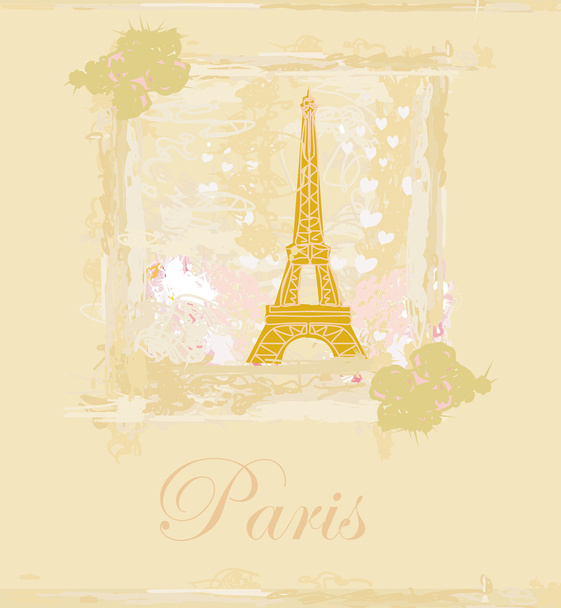 Vintage-Retro-Eiffelturm-Karte - Vektor, Bild