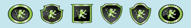 ロゴバッジなどのための様々なモデルを持つ紋章とライオンの横行アイコンデザインテンプレートのセット。ベクターイラスト - ベクター画像