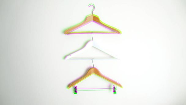 Three Different Empty Hanger on Wall Glitch Art Design  - Foto, immagini