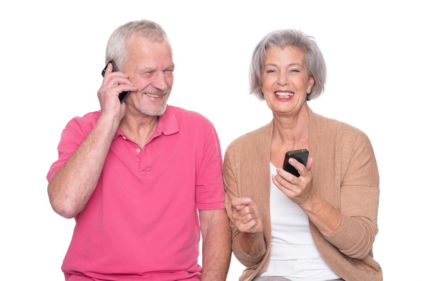 Senior couple with smartphone - Фото, зображення