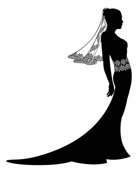 Bride in wedding dress silhouette - Вектор, зображення