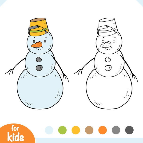 Libro da colorare per bambini, Pupazzo di neve - Vettoriali, immagini