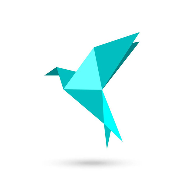 Значок птичьего вектора Синего Оригами. заполненный плоский знак для мобильной концепции и веб-дизайна. Птичья бумага. - Вектор,изображение
