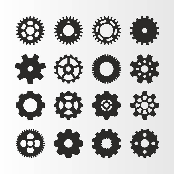 Circle gears vector icons set. Gearwheel icon and industrial element illustration. - Vector, imagen