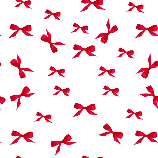 χωρίς ραφή μοτίβο με κόκκινα τόξα, απομονωμένη κορδέλα τόξα - Φωτογραφία, εικόνα