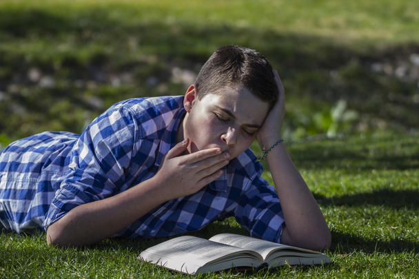 Young boy reading a book - Fotografie, Obrázek