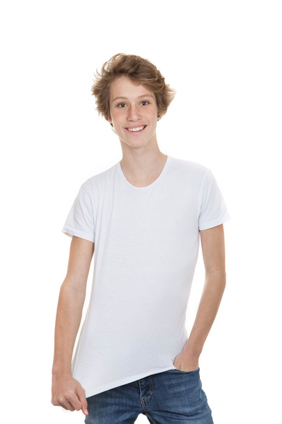 teen in blank t shirt - Photo, Image