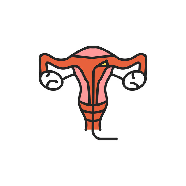 Laser treatment cervical pathology color line icon. Female reproductive system checkup. Sign for web page, mobile app, button, logo. Vector isolated element. Editable stroke. - Vetor, Imagem
