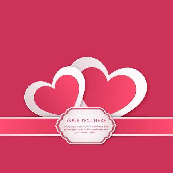 Valentines day card with paper hearts. - Vektori, kuva