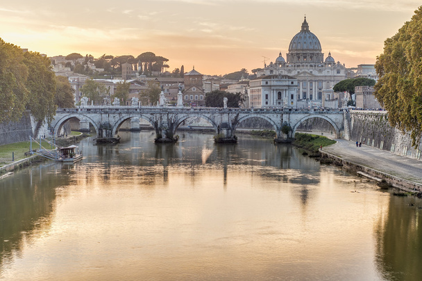 Ponte sant'angelo (Most hadrian) v Římě, Itálie, - Fotografie, Obrázek