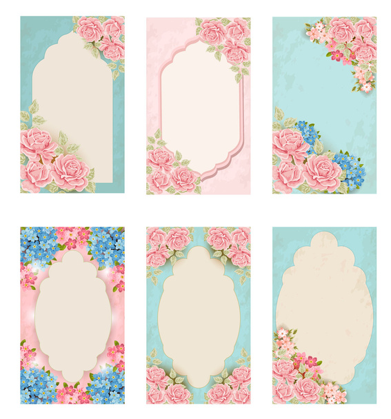 Vector vintage labels with flowers - Vector, Image