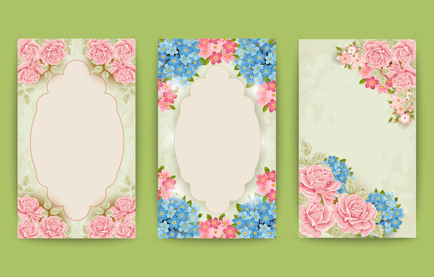 Vector vintage labels with flowers - Vettoriali, immagini
