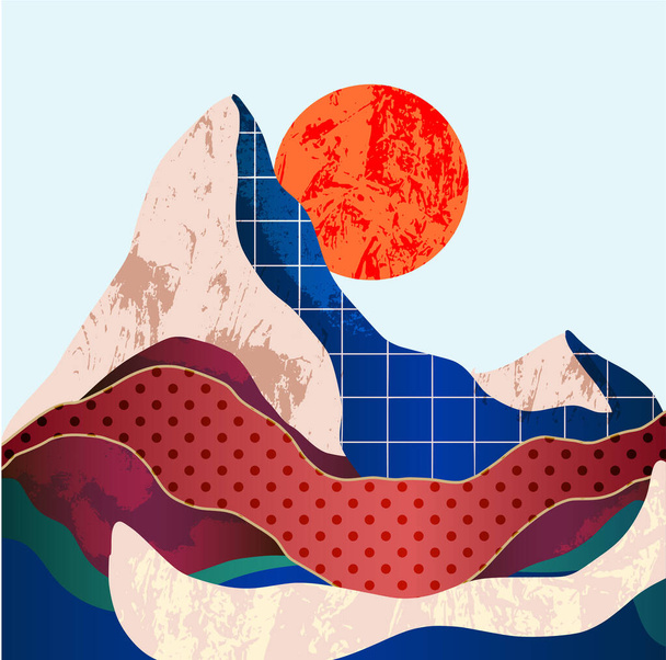 Mountain landscape with different textures. Vector. - Vettoriali, immagini