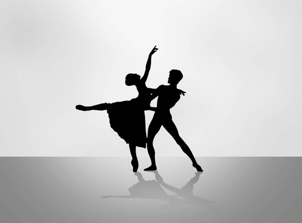 Χορεύτρια μπαλέτου σε σιλουέτα - Φωτογραφία, εικόνα