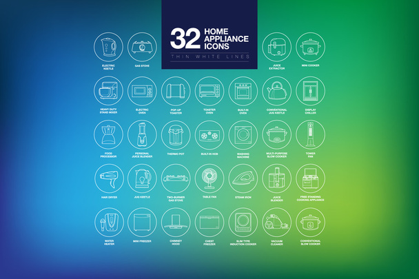 Home Appliances Icons Thin - Vector, Image