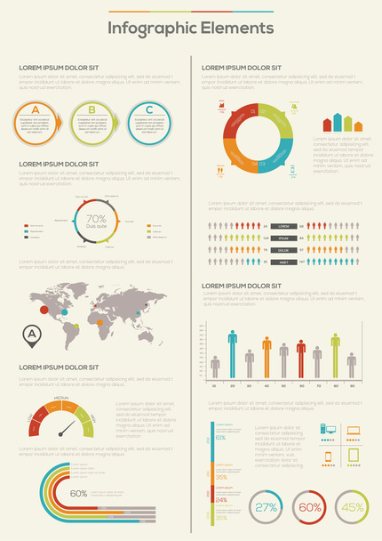 Retro infographics set. World Map - Vektör, Görsel