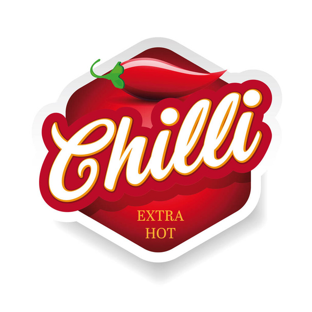 Chilli Extra Hot sinal vermelho rótulo vetor - Vetor, Imagem