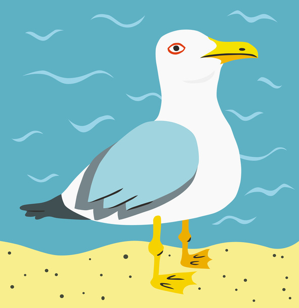 чайка на пляжі
 - Вектор, зображення