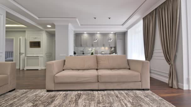 Luxe studio appartement met keuken en woonkamer in moderne stijl - Video