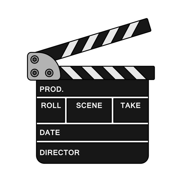 Movie Clap Board Icon. Editable Outline With Color Fill Design. Vector Illustration. - Vector, Image