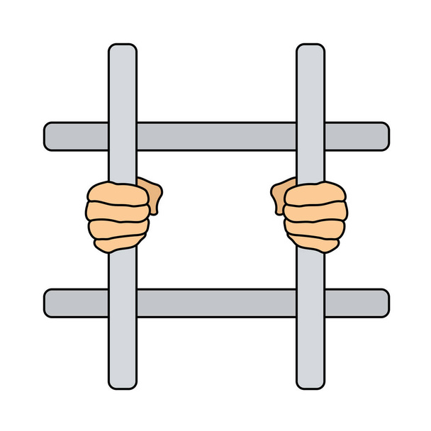 Hands Holding Prison Bars Icon. Editable Outline With Color Fill Design. Vector Illustration. - Vector, Image