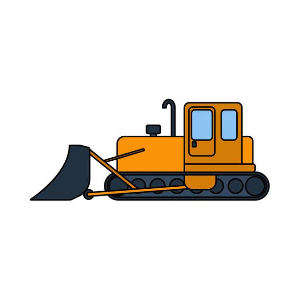 Icon Of Construction Bulldozer. Outline With Color Fill Design. Vector Illustration. - Vector, Image