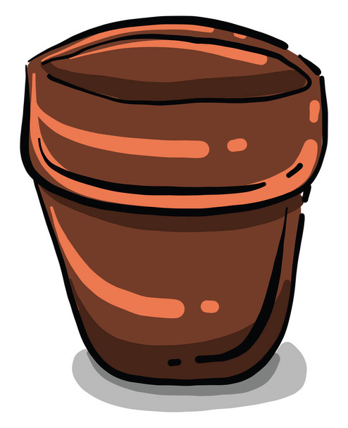 Brown flower pot, illustration, vector on white background - Vektor, Bild