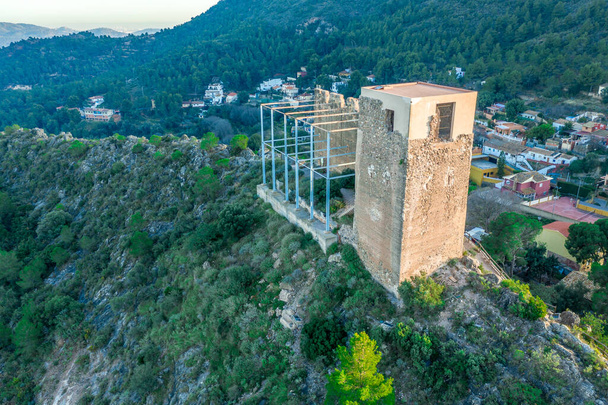 Aerial view of ruined Gothic castle Beselga in Spain - Photo, Image