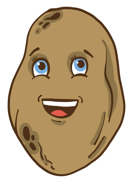 Happy aardappel, illustratie, vector op witte achtergrond - Vector, afbeelding