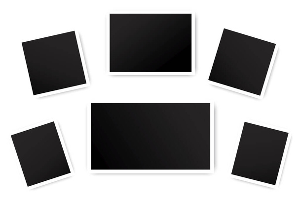 Old photo frames. Vector template of vintage shots. Empty black squares. Stock image. EPS 10. - Vector, Image