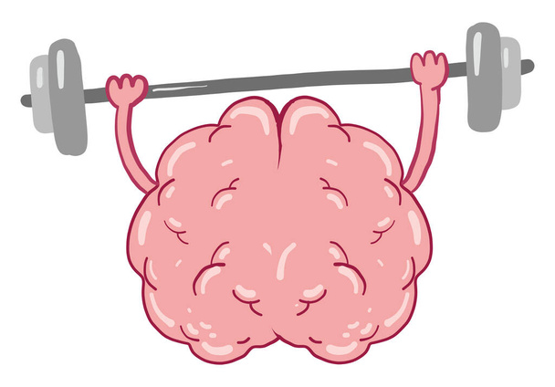 Brain in training, illustration, vector on white background. - Vector, Image