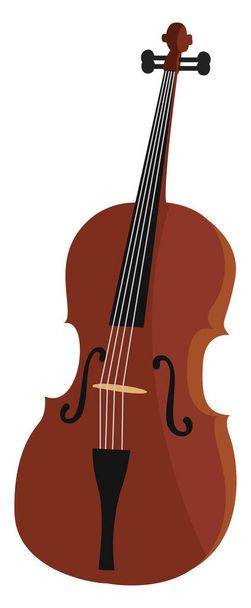 Brown cello, illustration, vector on white background. - Vector, Imagen
