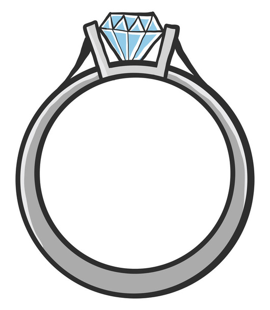 Prsten s diamanty, ilustrace, vektor na bílém pozadí. - Vektor, obrázek