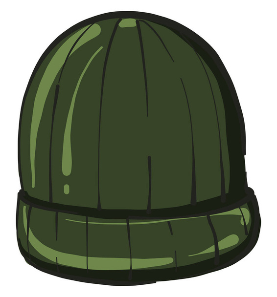 Sombrero de invierno verde, ilustración, vector sobre fondo blanco. - Vector, imagen