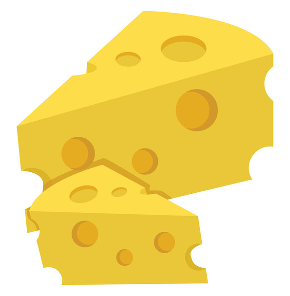 Käse mit Löchern, Illustration, Vektor auf weißem Hintergrund - Vektor, Bild
