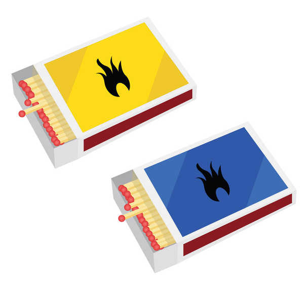 Premium Vector  Burnt match stick with fire and matchbox set of boxes  opened and close isplated vector illustration