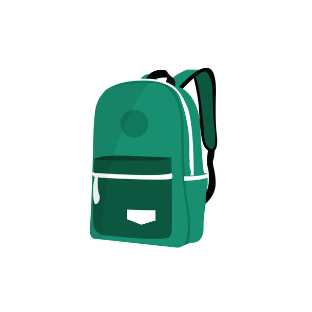 Green school bag, illustration, vector on white background - Vector, Image