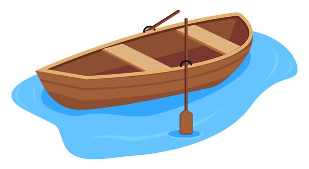 Holzboot, Illustration, Vektor auf weißem Hintergrund. - Vektor, Bild