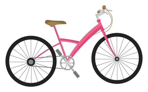 Pink bicycle ,illustration, vector on white background. - Vector, Image