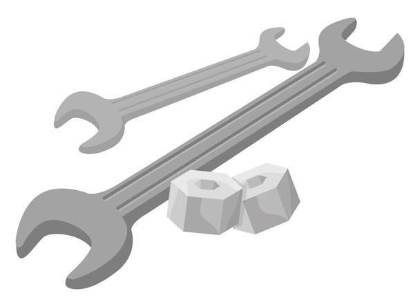Wrenches gereedschap, illustratie, vector op witte achtergrond - Vector, afbeelding
