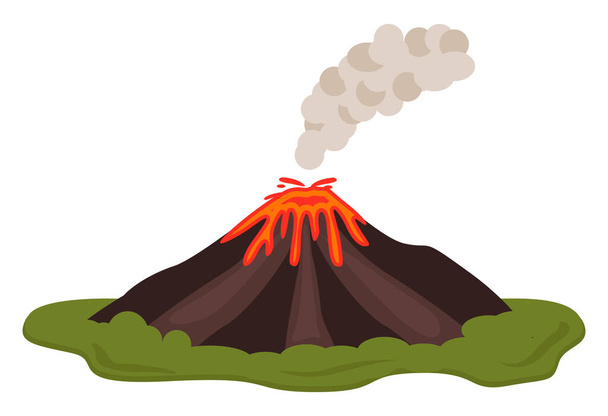 Old volcano ,illustration, vector on white background. - Vector, Image