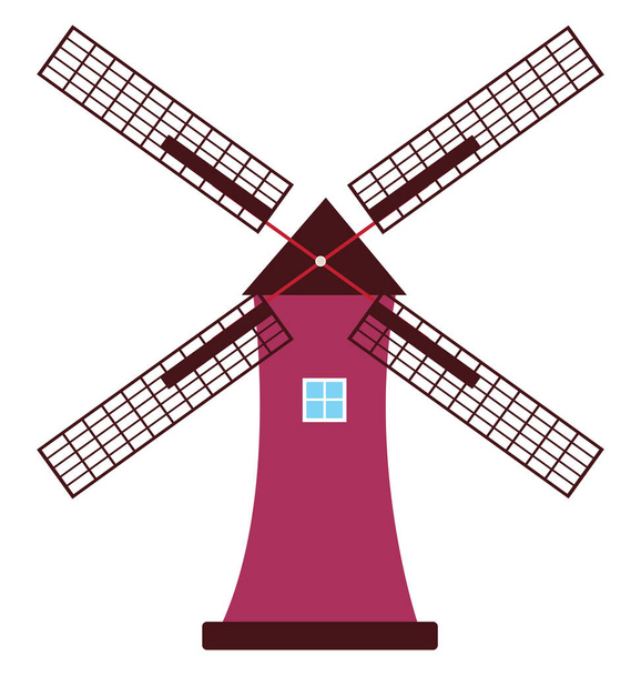 Purple windmill ,illustration, vector on white background. - Vector, Image