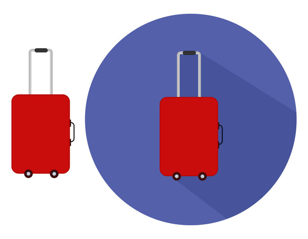 Red trolly bag, illustration, vector on white background. - Вектор,изображение