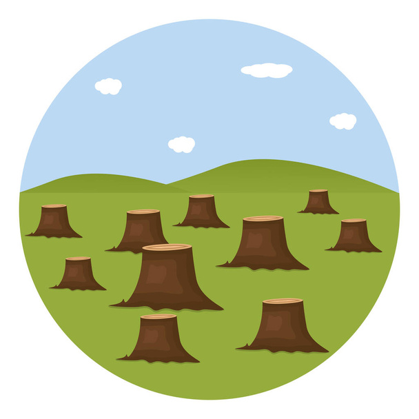Wood cutting area,illustration, vector on white background. - Vector, Image