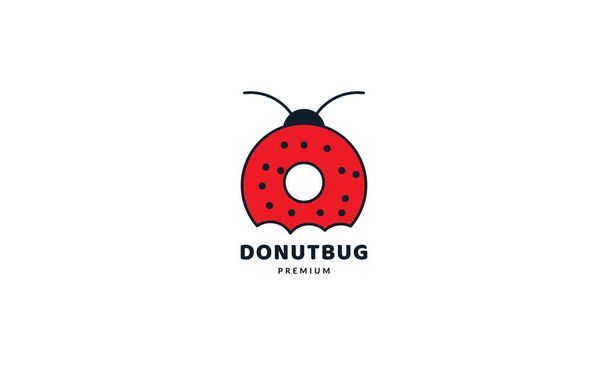 insetto animale bug con ciambelle logo vettoriale icona illustrazione design - Vettoriali, immagini
