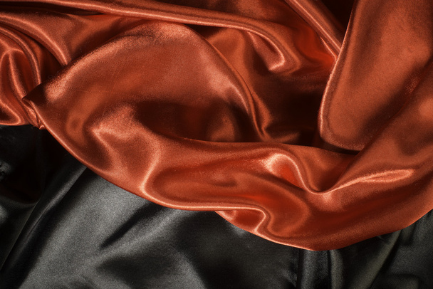 Shiny black and red satin fabric - Foto, Imagem