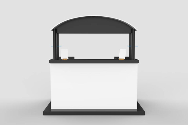 Essen oder Kaffee Trolley Cart auf weißem Hintergrund. 3D-Darstellung - Foto, Bild