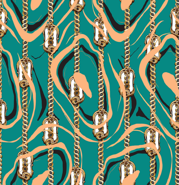 Seamless repeating pattern, endless colored chain  themed print pattern - Vektor, kép