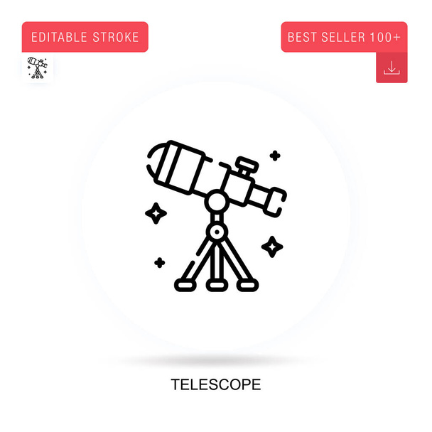 Icono de vector plano del telescopio. Ilustraciones de metáforas conceptuales aisladas vectoriales. - Vector, imagen