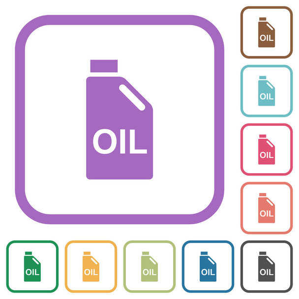 Oil canister simple icons in color rounded square frames on white background - Vector, Image